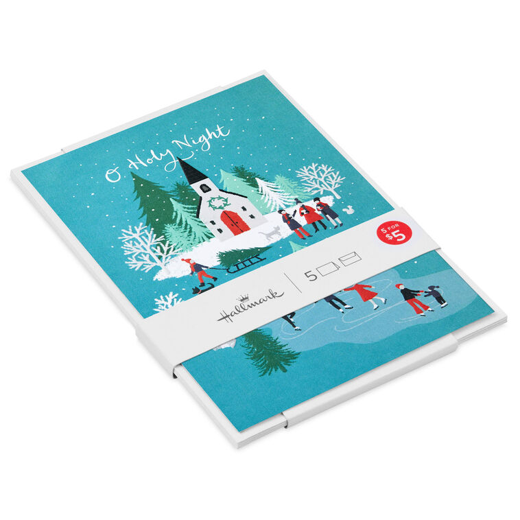 Church and Town Packaged Christmas Cards, Set of 5