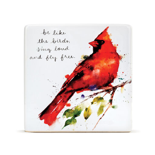 Demdaco Spring Cardinal Ceramic Quote Block, 4x4, 
