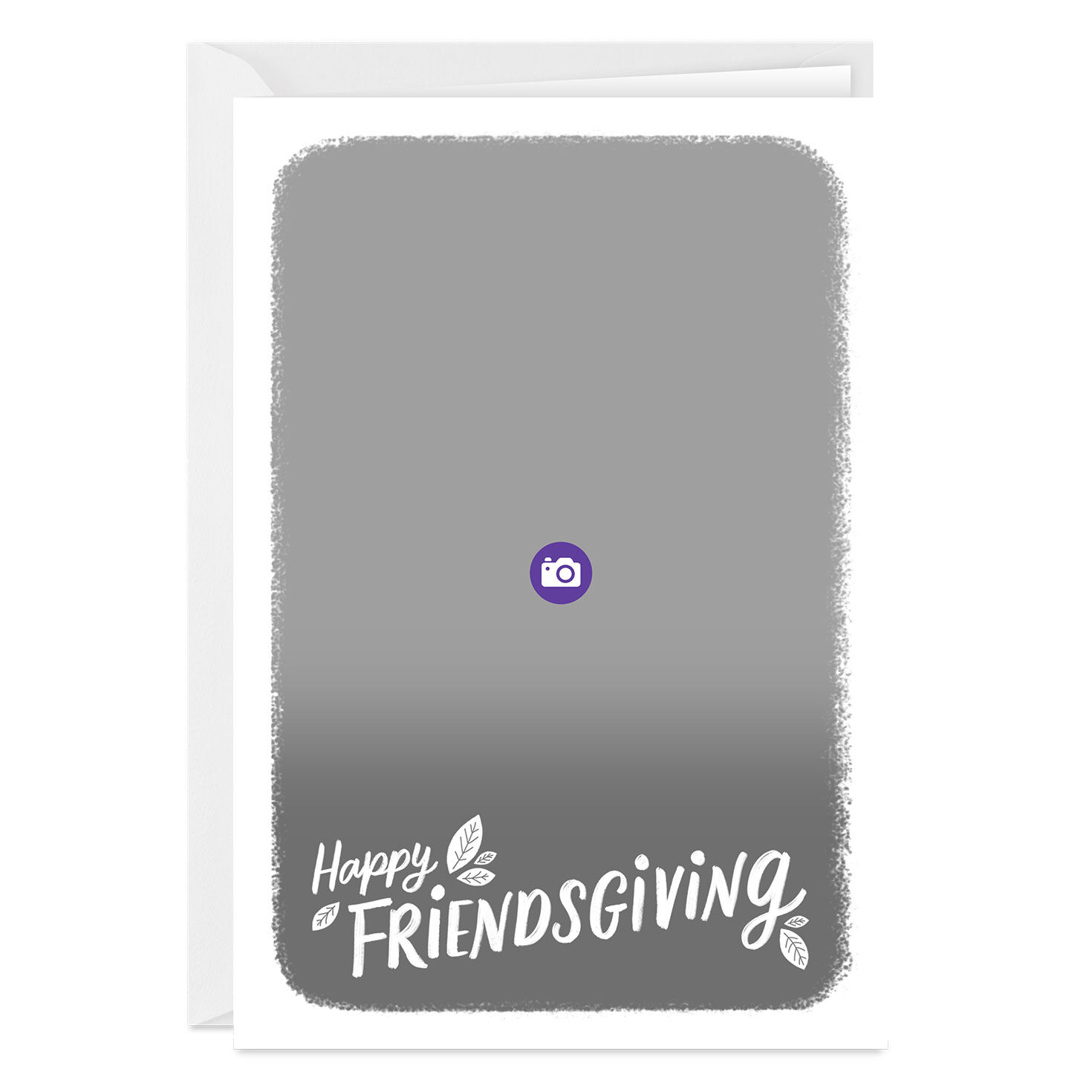 Faded White Frame Personalized Friendsgiving Card Card Front indicating personalization image number 3
