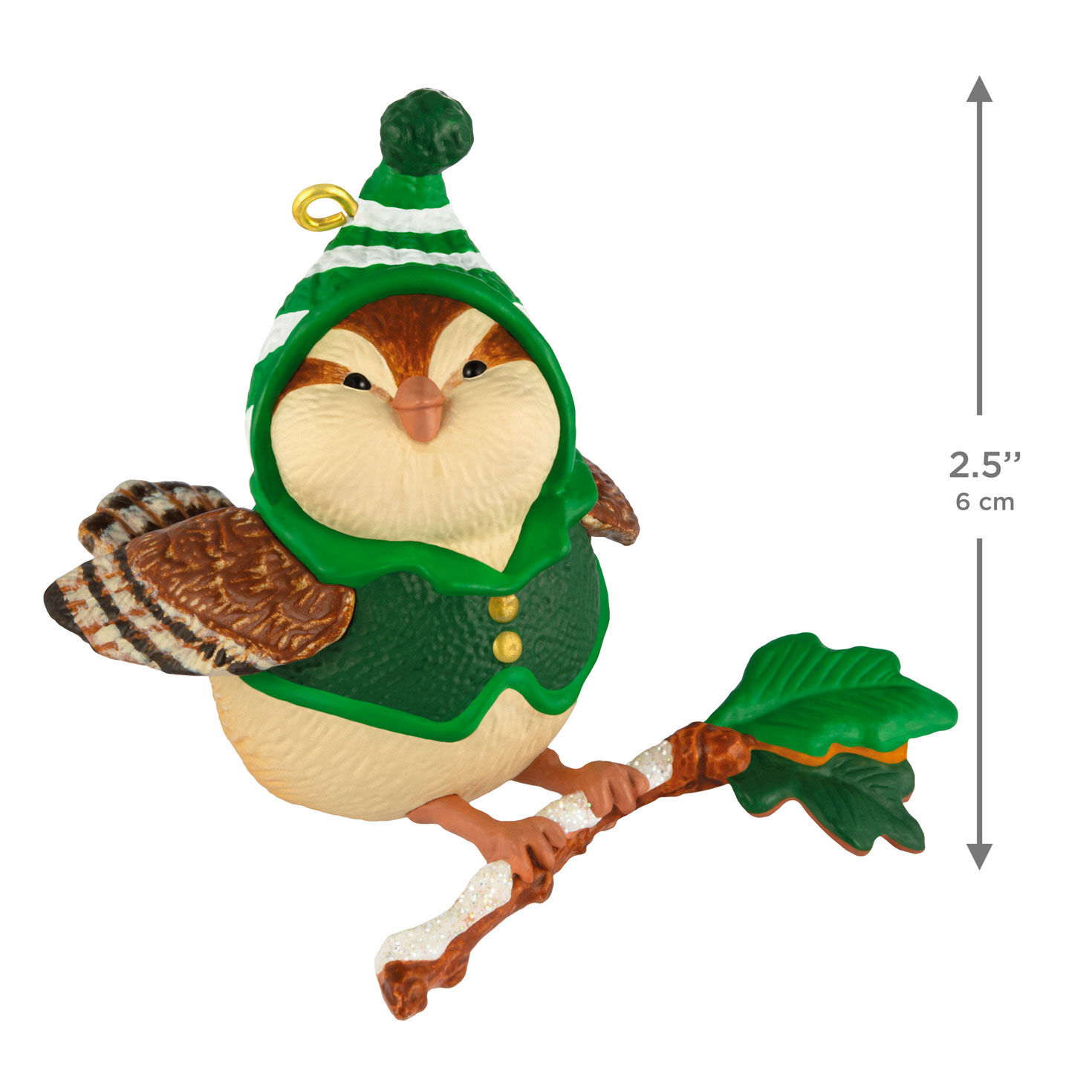 Red or Green Bird Keepsake Ornament Measurement image number 3