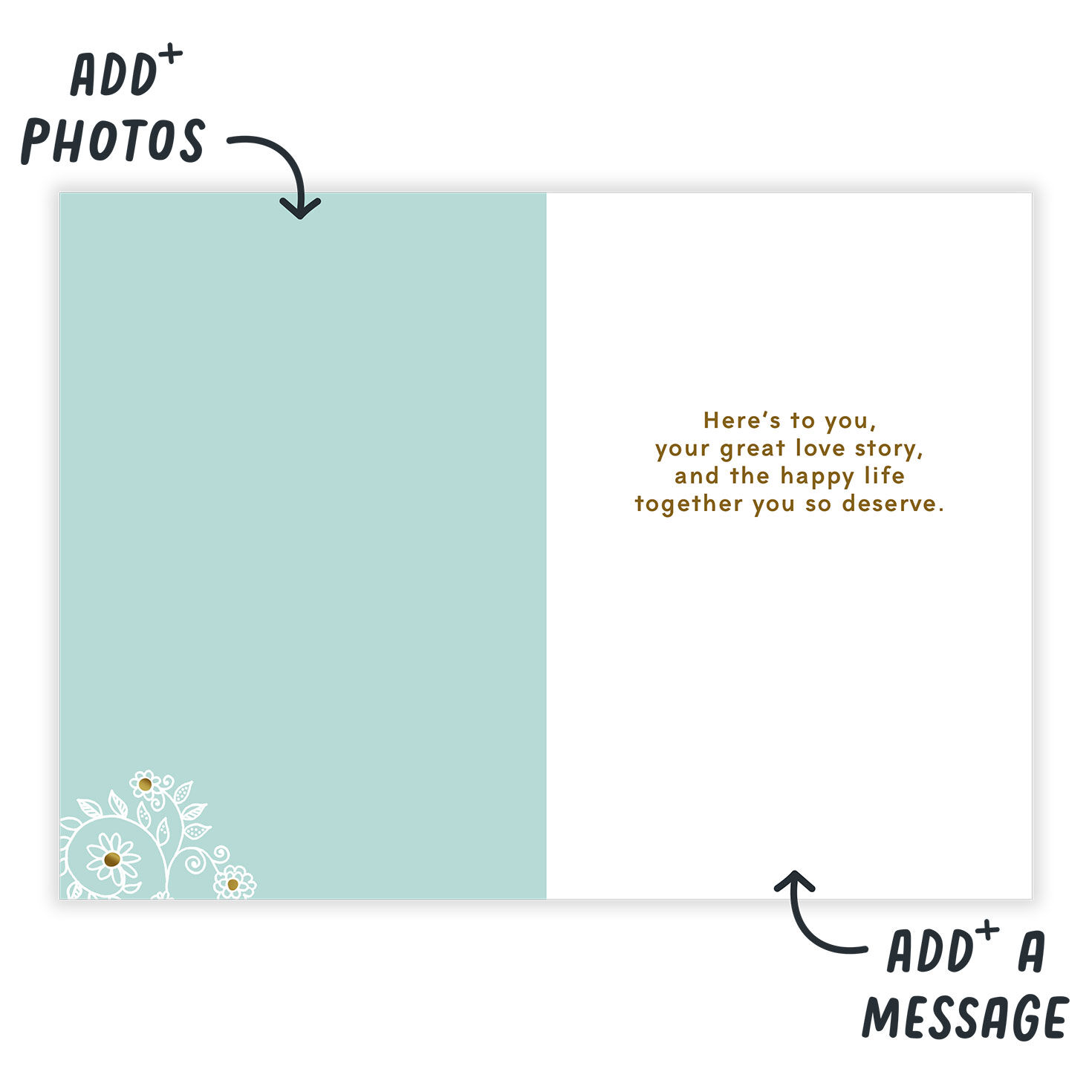 Happily Ever After Symbols Personalized Wedding Card  image number 3