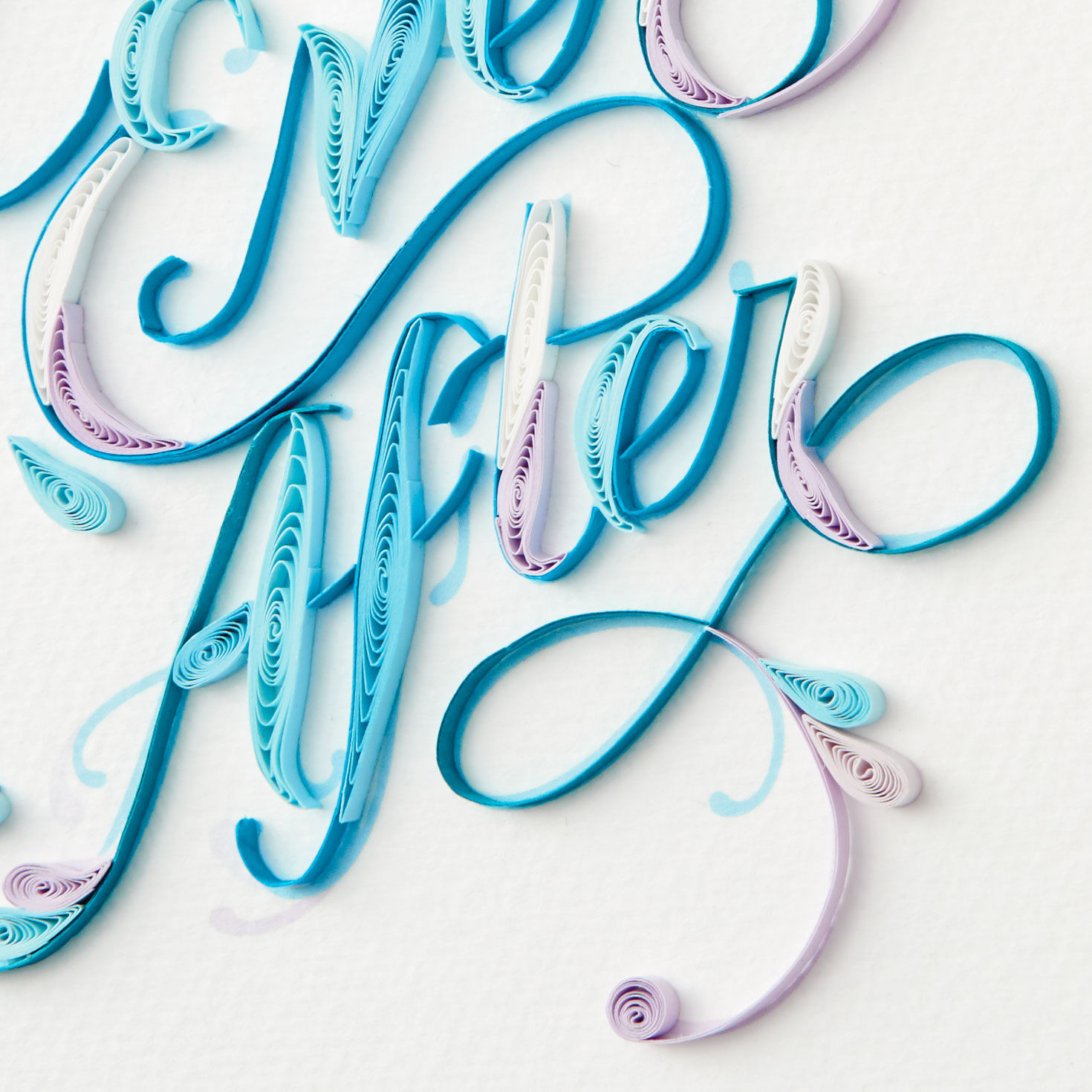 Blue and White Letters Quilled Paper Wedding Card Card Front Detail image number 4