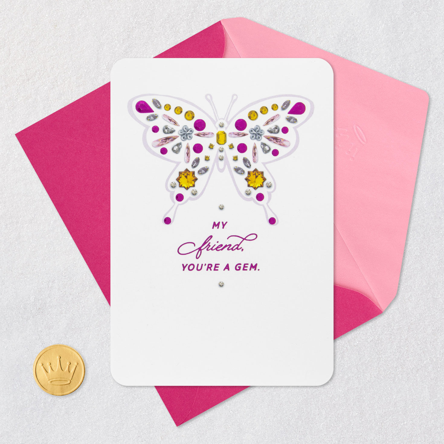 Gemstone Butterfly Mother's Day Card for Friend Card Front with Envelope and Gold Seal image number 5