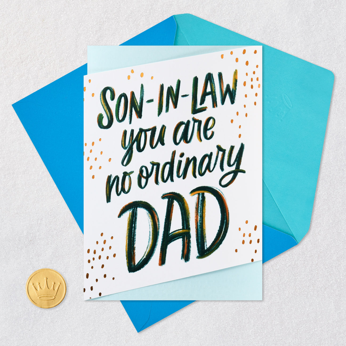 Glossy Lettering Son-in-Law Father's Day Card Card Front with Envelope and Gold Seal image number 6