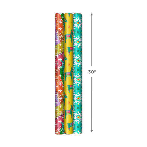 Festive and Fun 3-Pack Multicolored Wrapping Paper, 120 sq. ft., , large image number 3