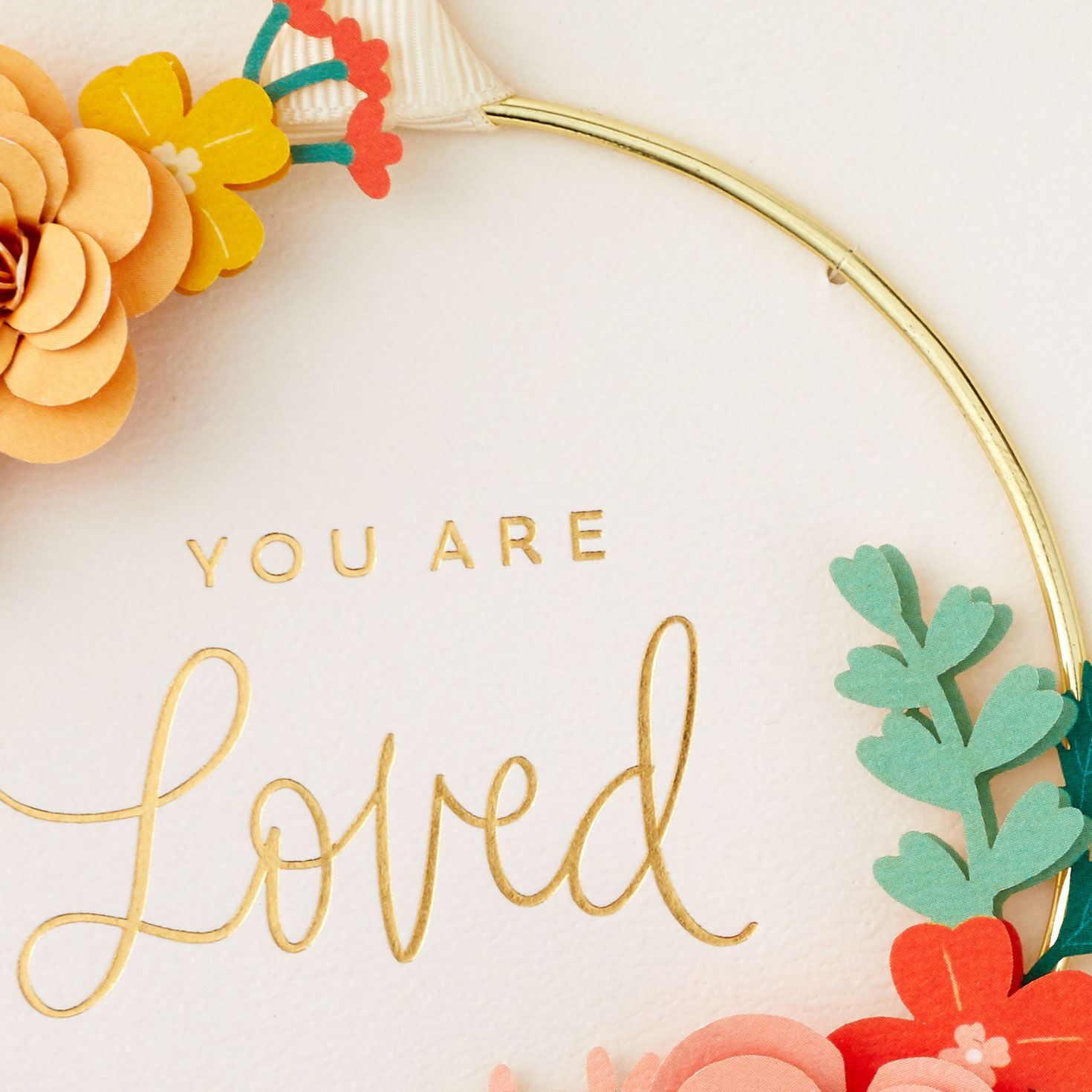 You Are Loved Floral Hoop Wreath Card Card Front Detail image number 4