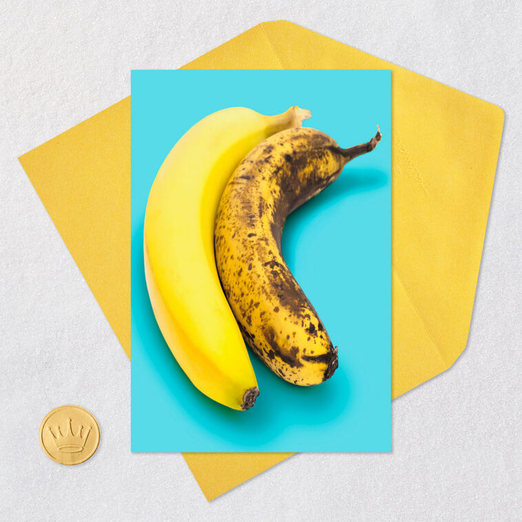 Ripe and Overripe Bananas Funny Birthday Card Card Front with Envelope and Gold Seal image number 5