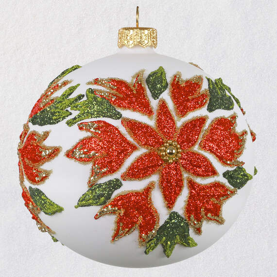 Poinsettia Ball Blown Glass Ornament, , large image number 1