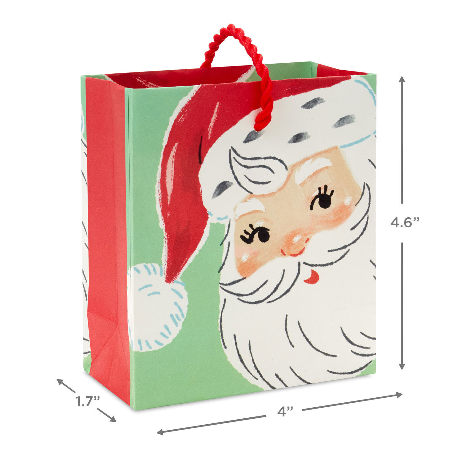 Smiling Santa on Green Christmas Gift Card Bag measurement image number 3