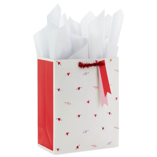 9.6" Tiny Hearts Medium Valentine's Day Gift Bag With Tissue Paper, 