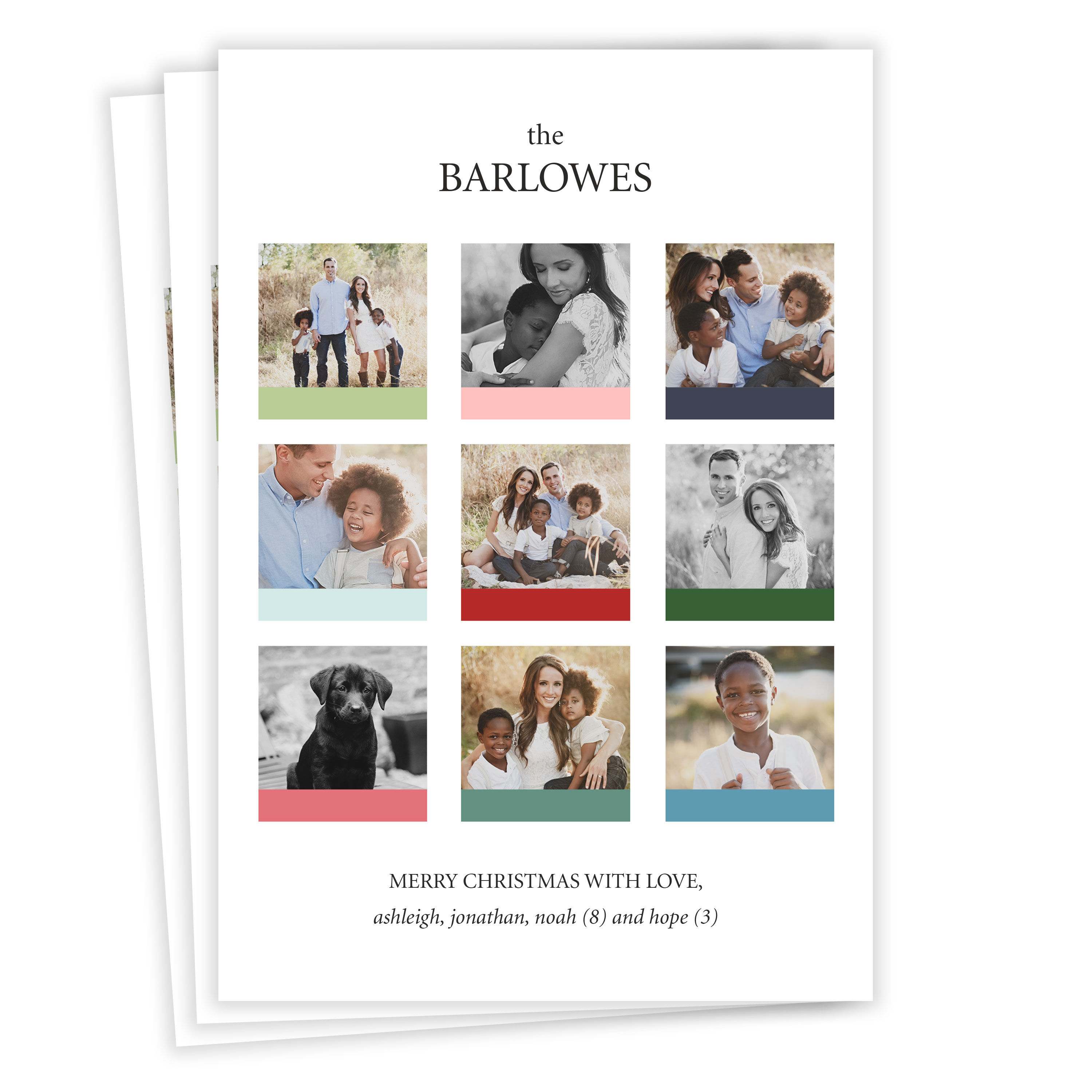 Modern Top Nine Flat Holiday Photo Card