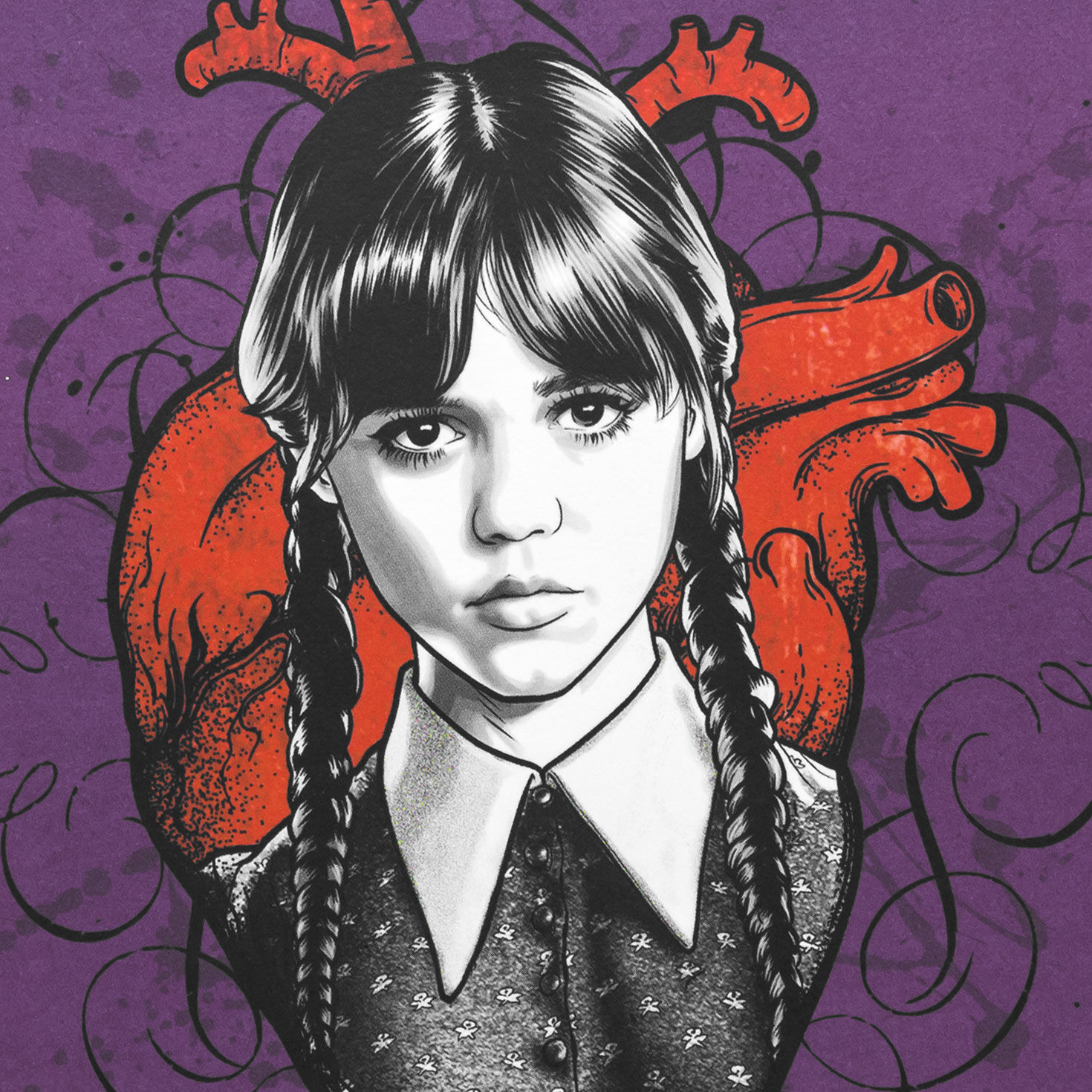 Wednesday Addams Purple Valentine's Day Card Card Front Detail image number 3