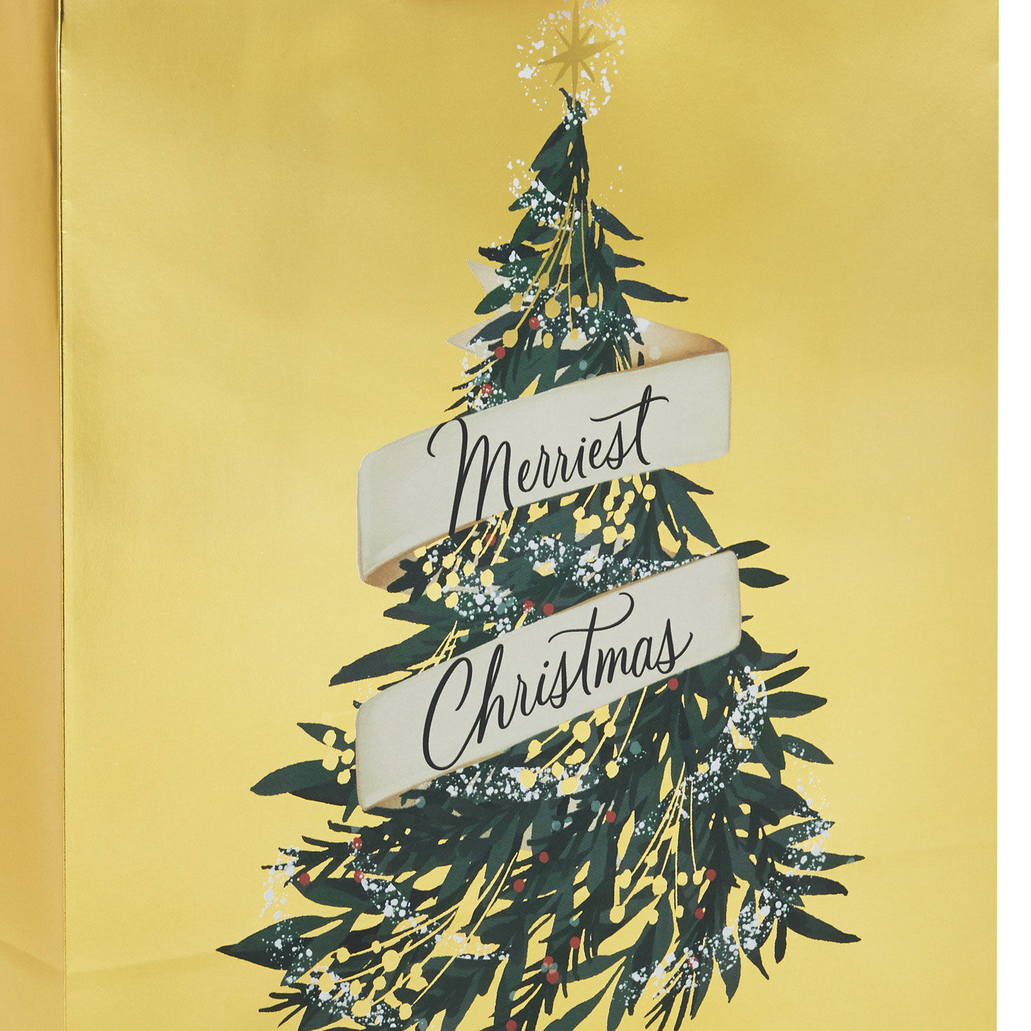 Evergreen Metallic Medium Christmas Gift Bag Base/Side Detail image number 5