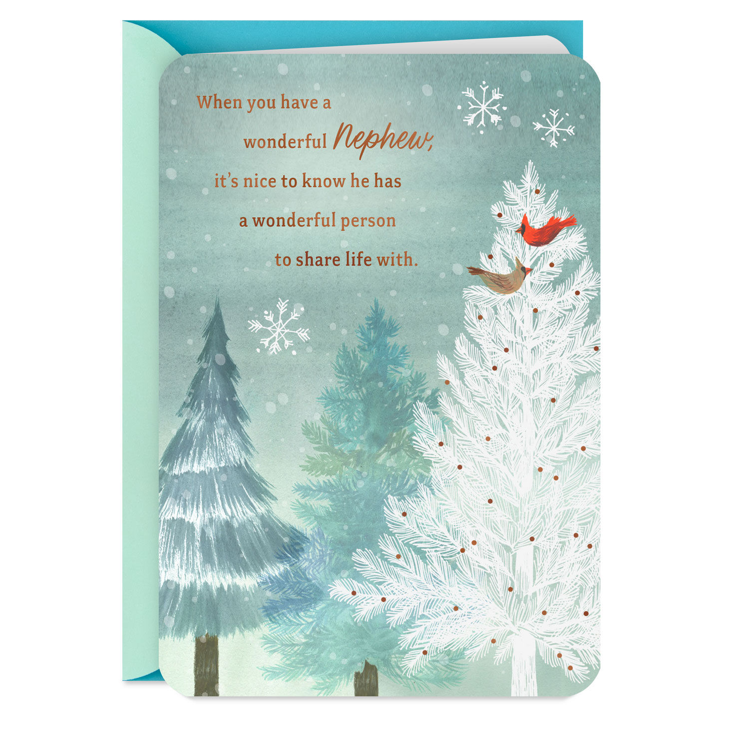 Grateful for You Both Christmas Card for Nephew and Partner