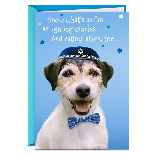 Dog in Yarmulke Hanukkah Card for Grandpa, 