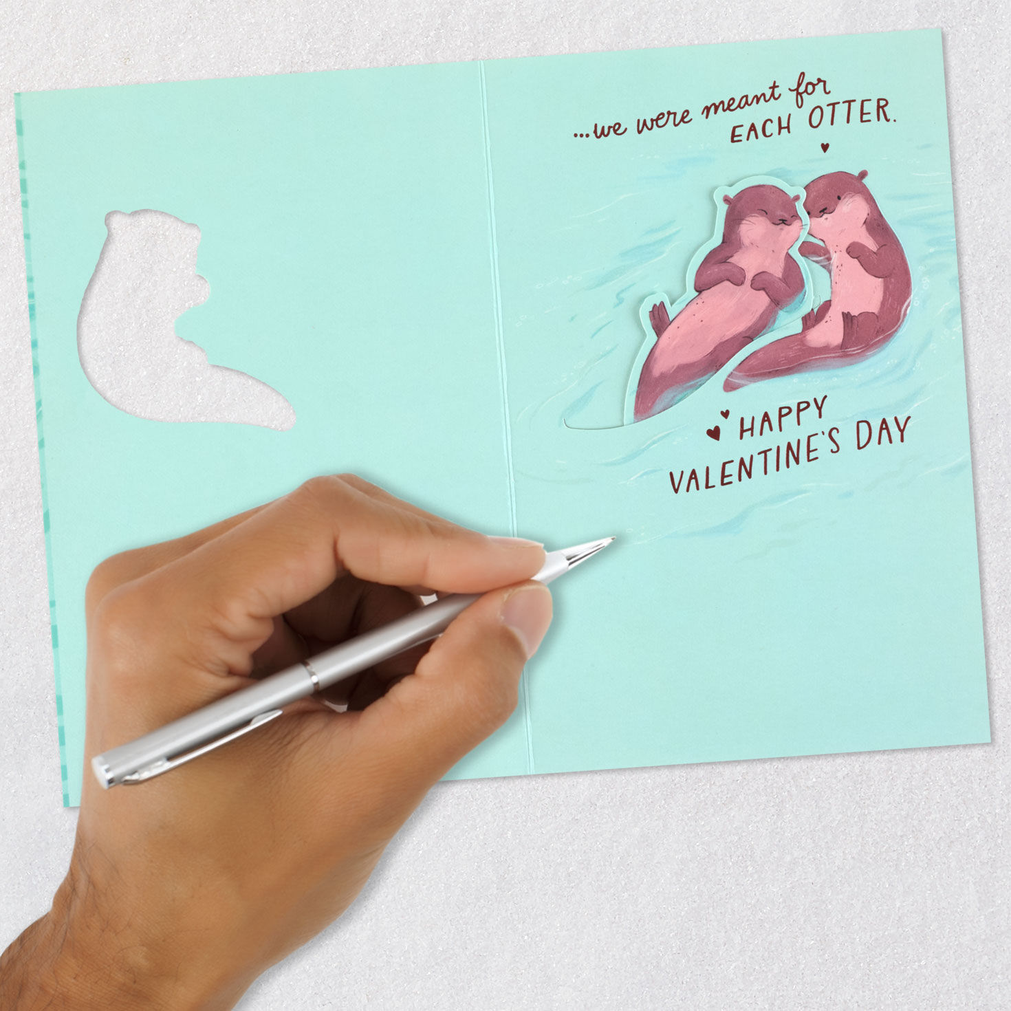 Two Otters on Water Valentine's Day Card Signing card image number 7