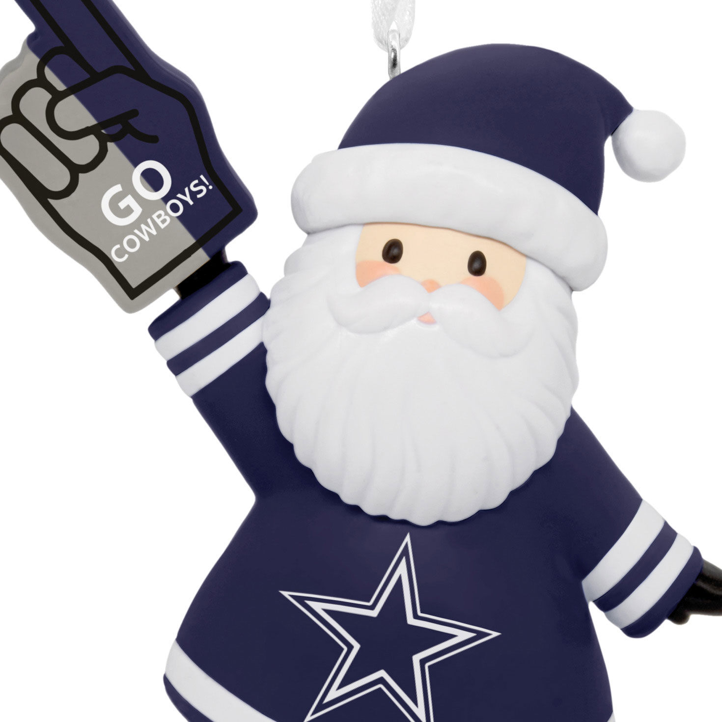 Dallas Cowboys Santa Fan Christmas Ornament closeup view image number 5