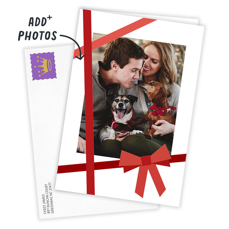 Modern Red Bow Custom Holiday Card, , large image number 2