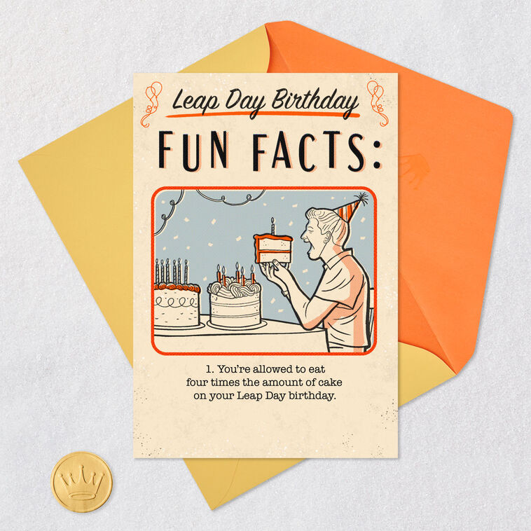 Fun Facts Funny Leap Day Birthday Card, , large image number 10