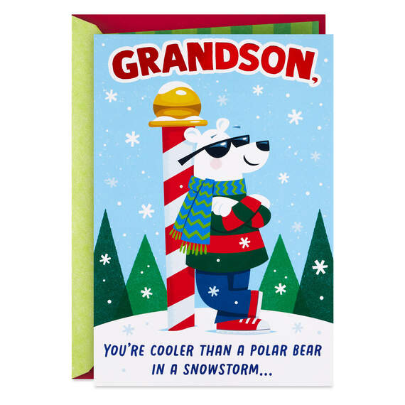 You're Cooler than a Polar Bear Christmas Card for Grandson