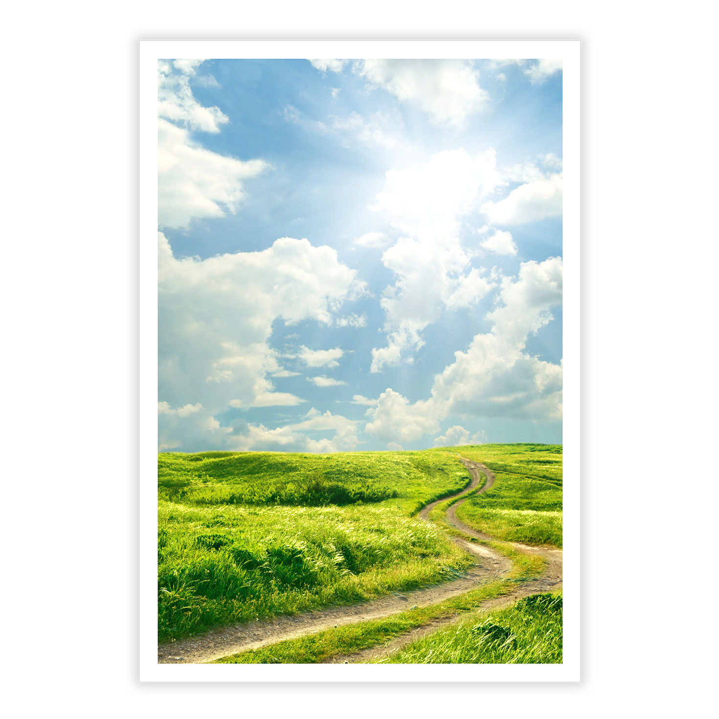 Green Fields Blue Sky and Clouds Personalized Card front image number 2
