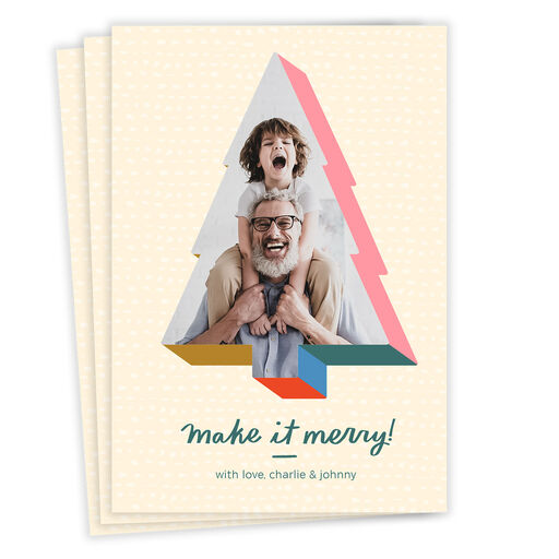 Fun Tree Frame Flat Christmas Photo Card, 
