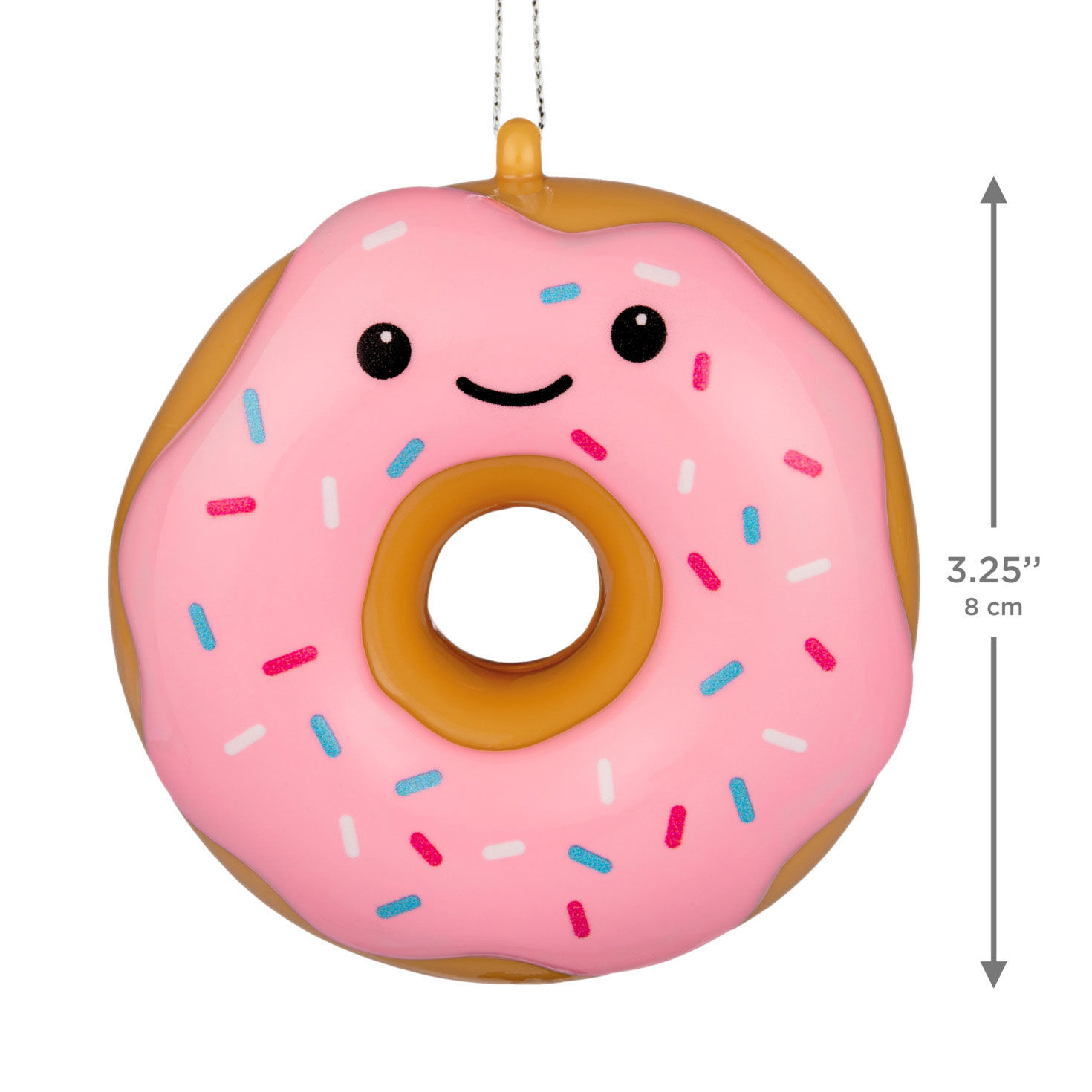 Smiling Sprinkle Donut Christmas Ornament measurement image number 3