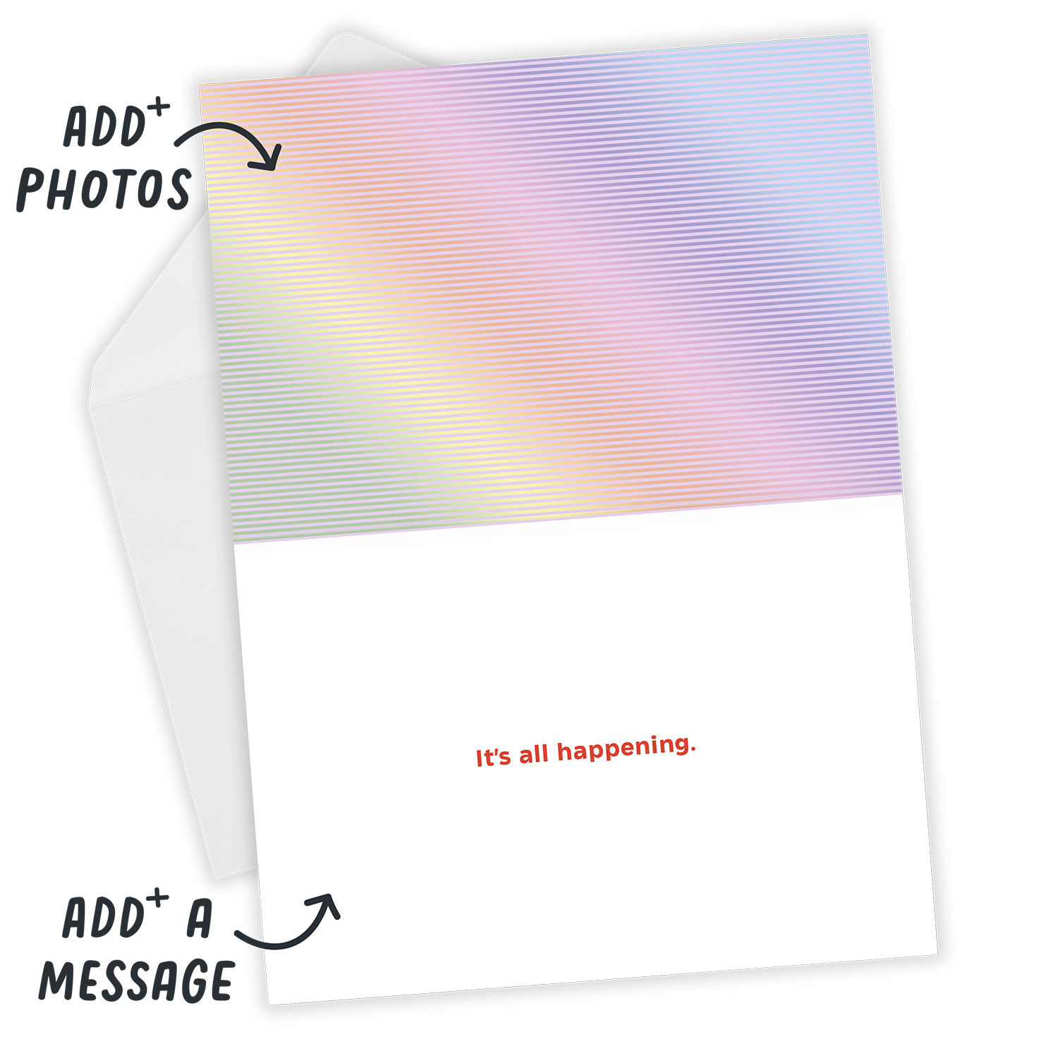 Colorful Screaming Crying Personalized Card Open Card with Envelope indicating personalization image number 3