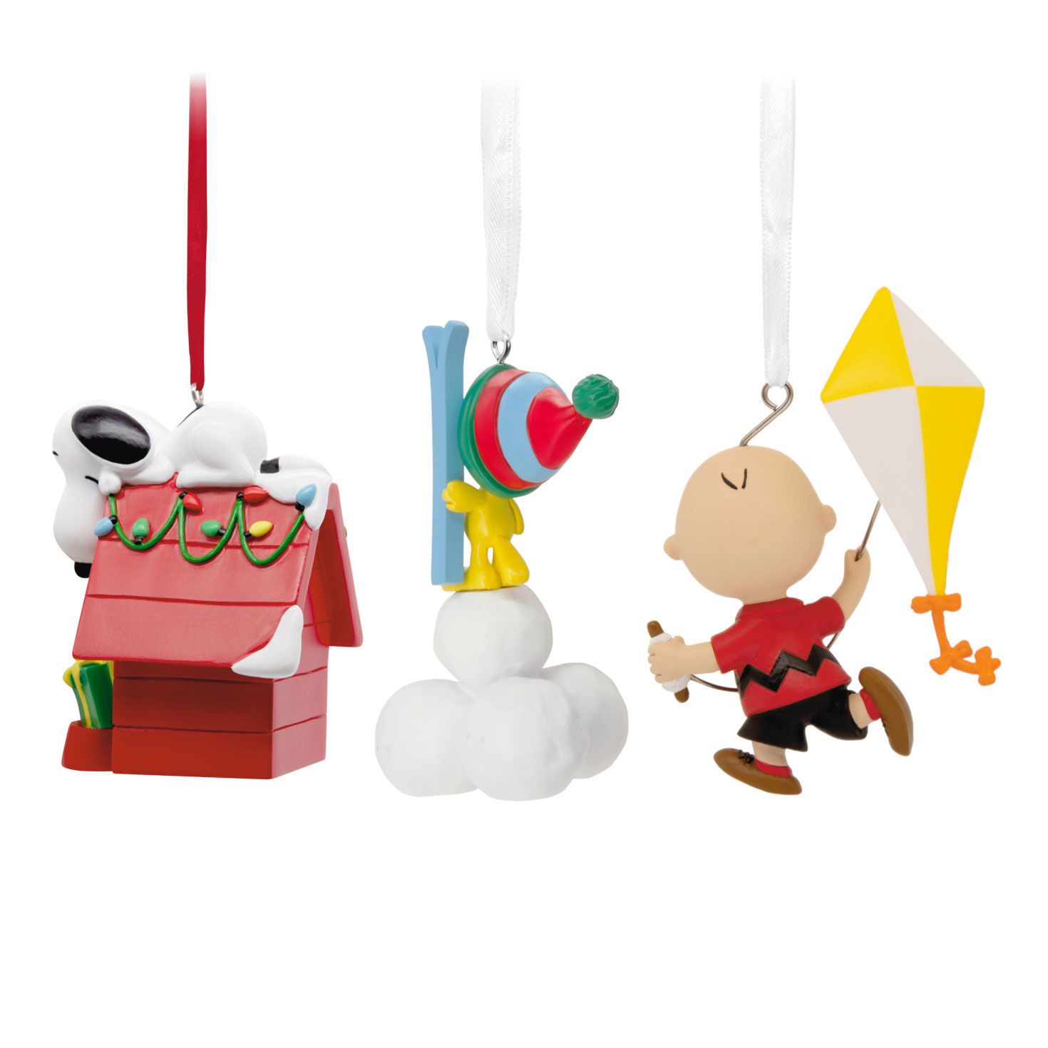 Set of 3 Peanuts Christmas Ornaments back image number 2