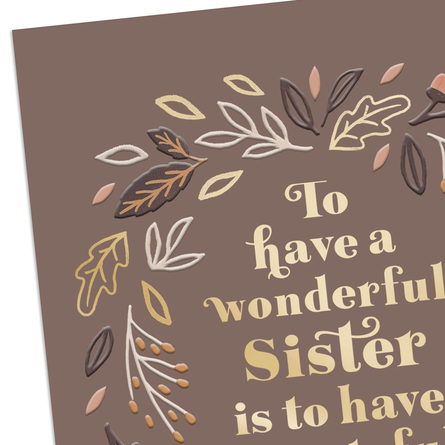 Botanical Wreath Thanksgiving Card for Sister Card Front Detail image number 4