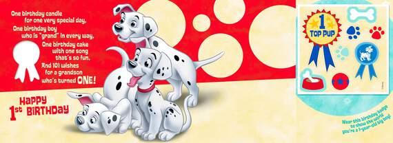 101 Dalmatians 1st Birthday Card for Grandson, , large image number 2