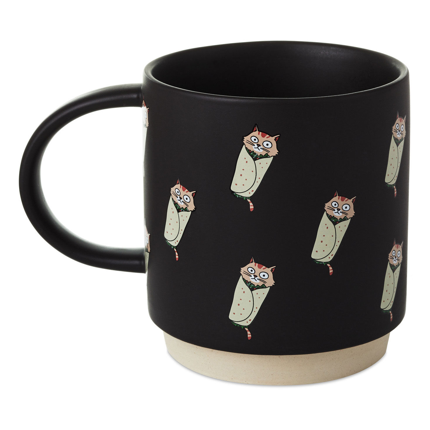 Shoebox Cat Burrito Pattern Funny Coffee Mug  image number 2