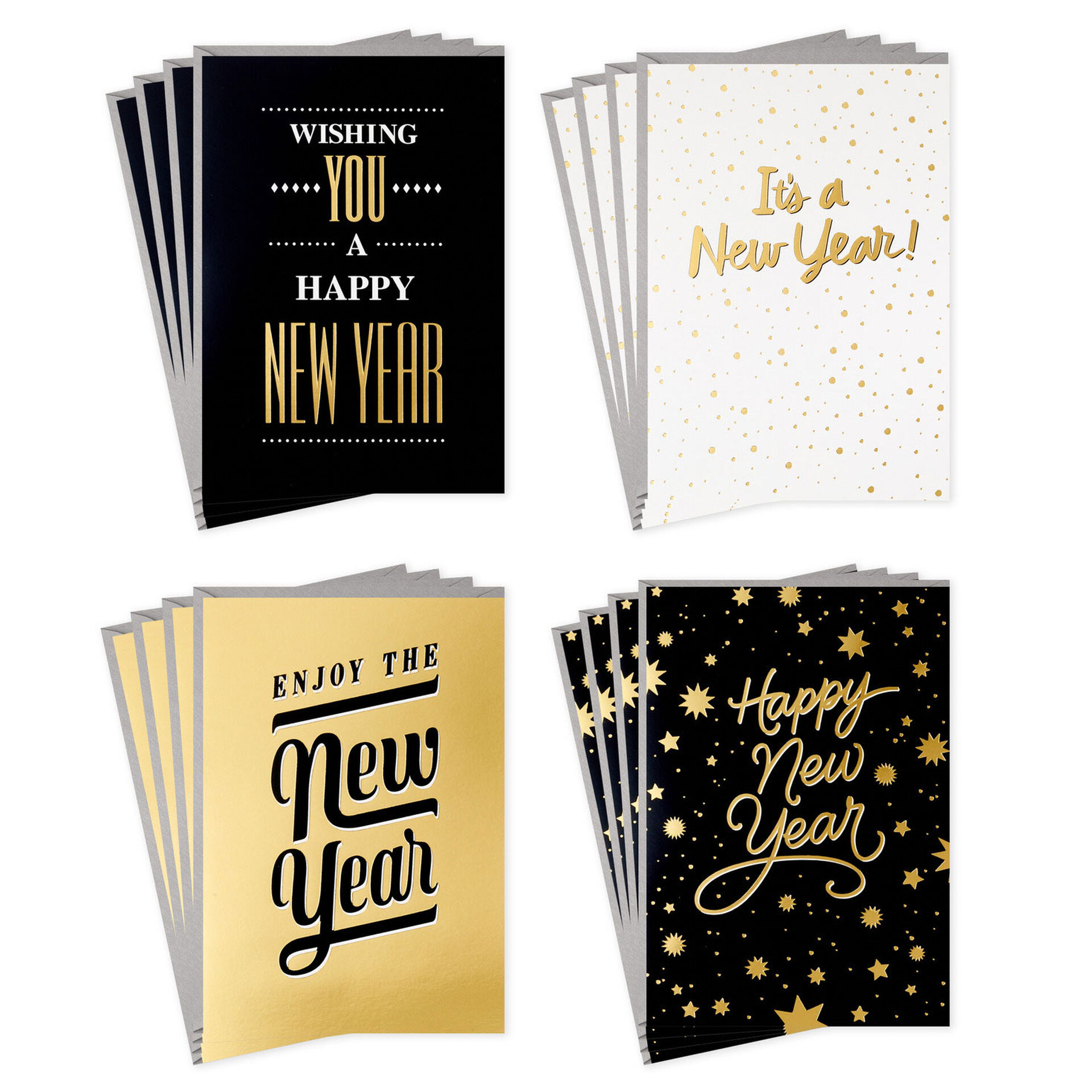 Shining Celebration Boxed New Year's Cards Assortment, Pack of 16