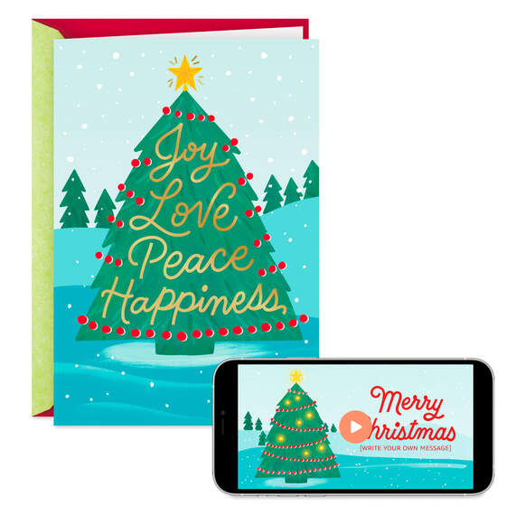 Joy, Love, Peace, Happiness Video Greeting Christmas Card, , large image number 1