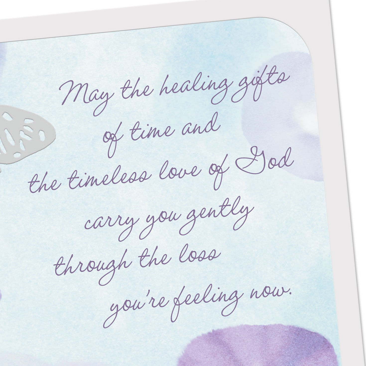 Purple Flowers and Butterfly Religious Sympathy Card  image number 5