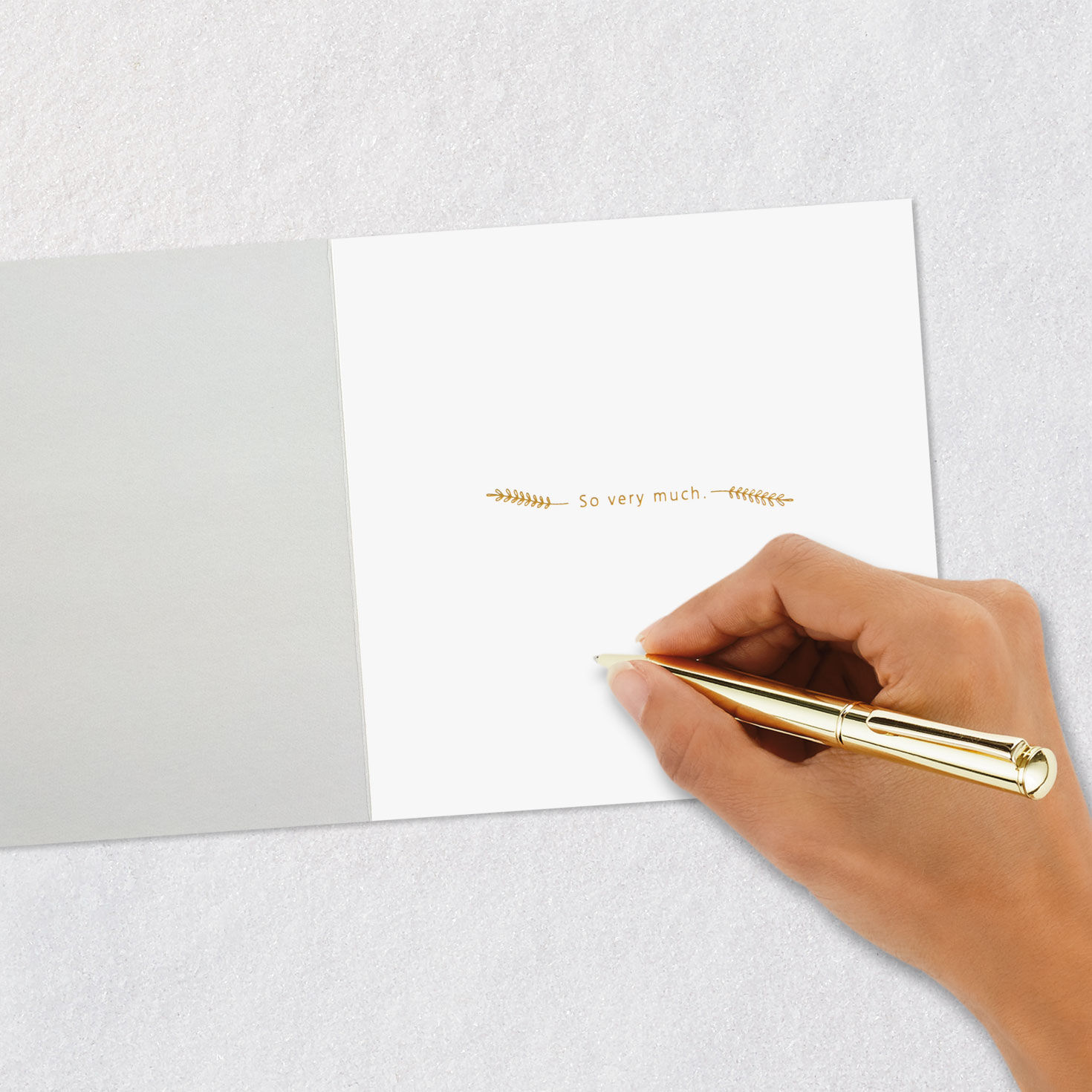 Gold Foil Script Lettering with Leaves Thank You Card Signing card image number 6