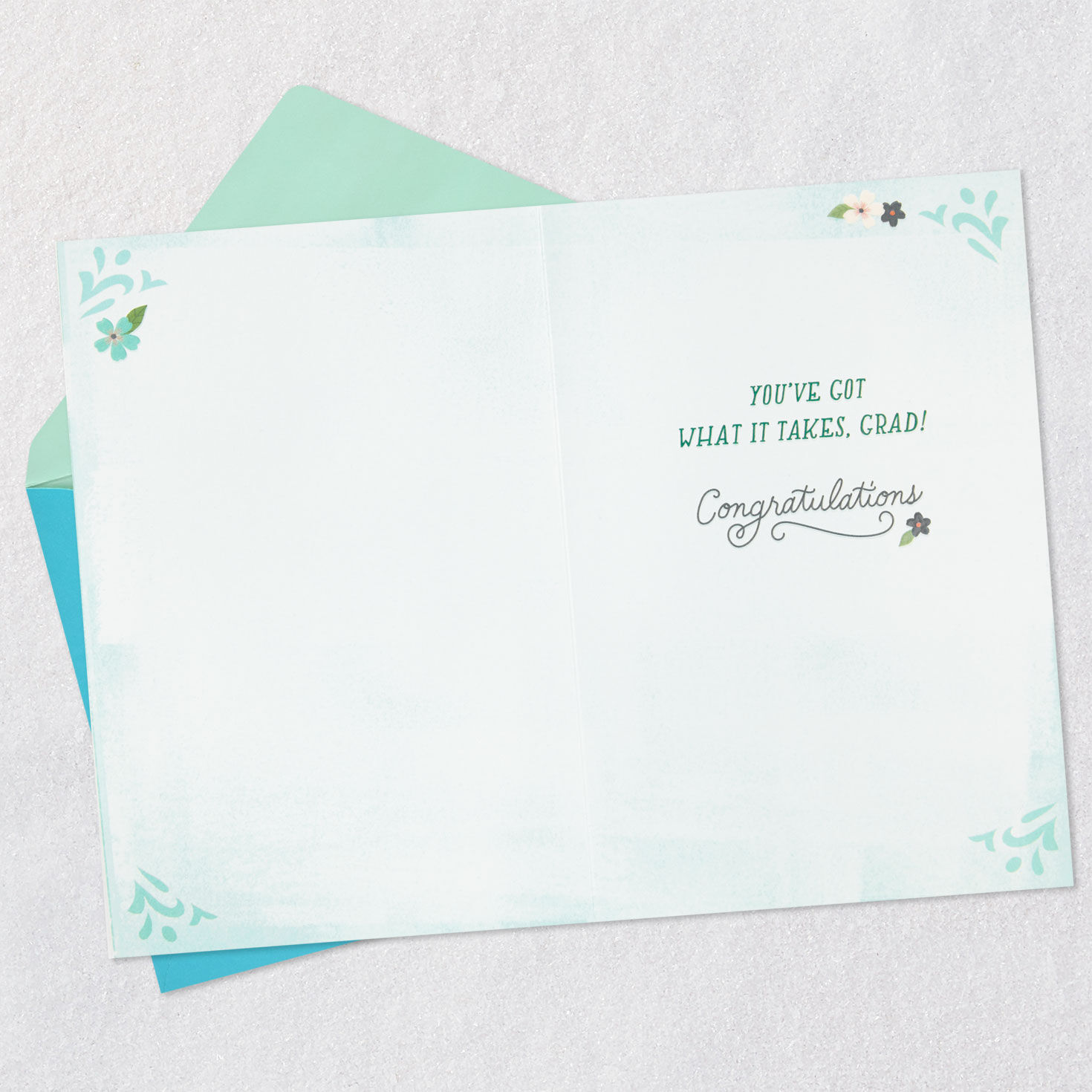 Floral Decorated Grad Caps Graduation Card for Her Open card with envelope image number 3