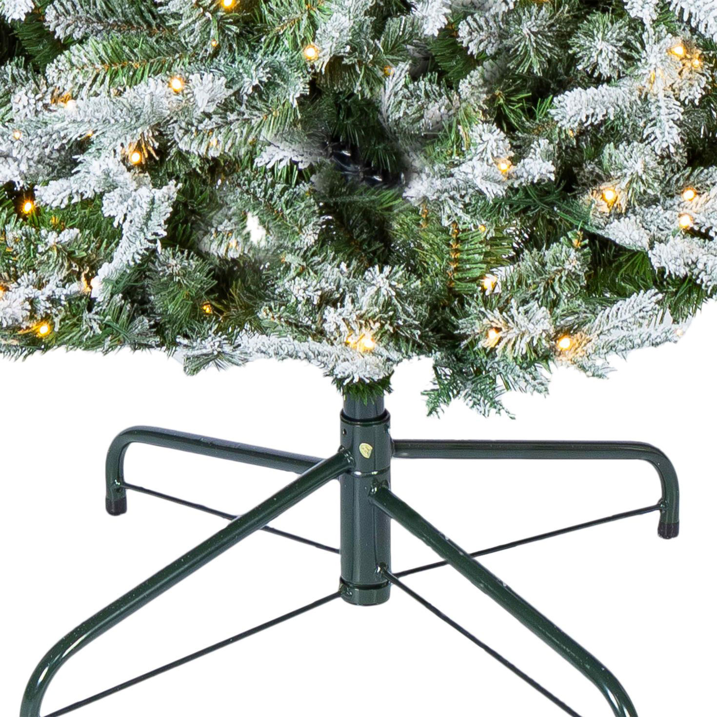 9 ft Pre-Lit Natural Cut Flocked Spruce Christmas Tree with 700 Warm White LED Lights and 2925 Tips upclose detail image number 3