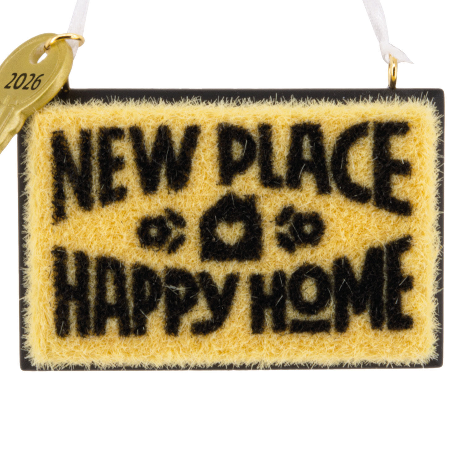 New Place Happy Home Doormat Christmas Ornament closeup view image number 5
