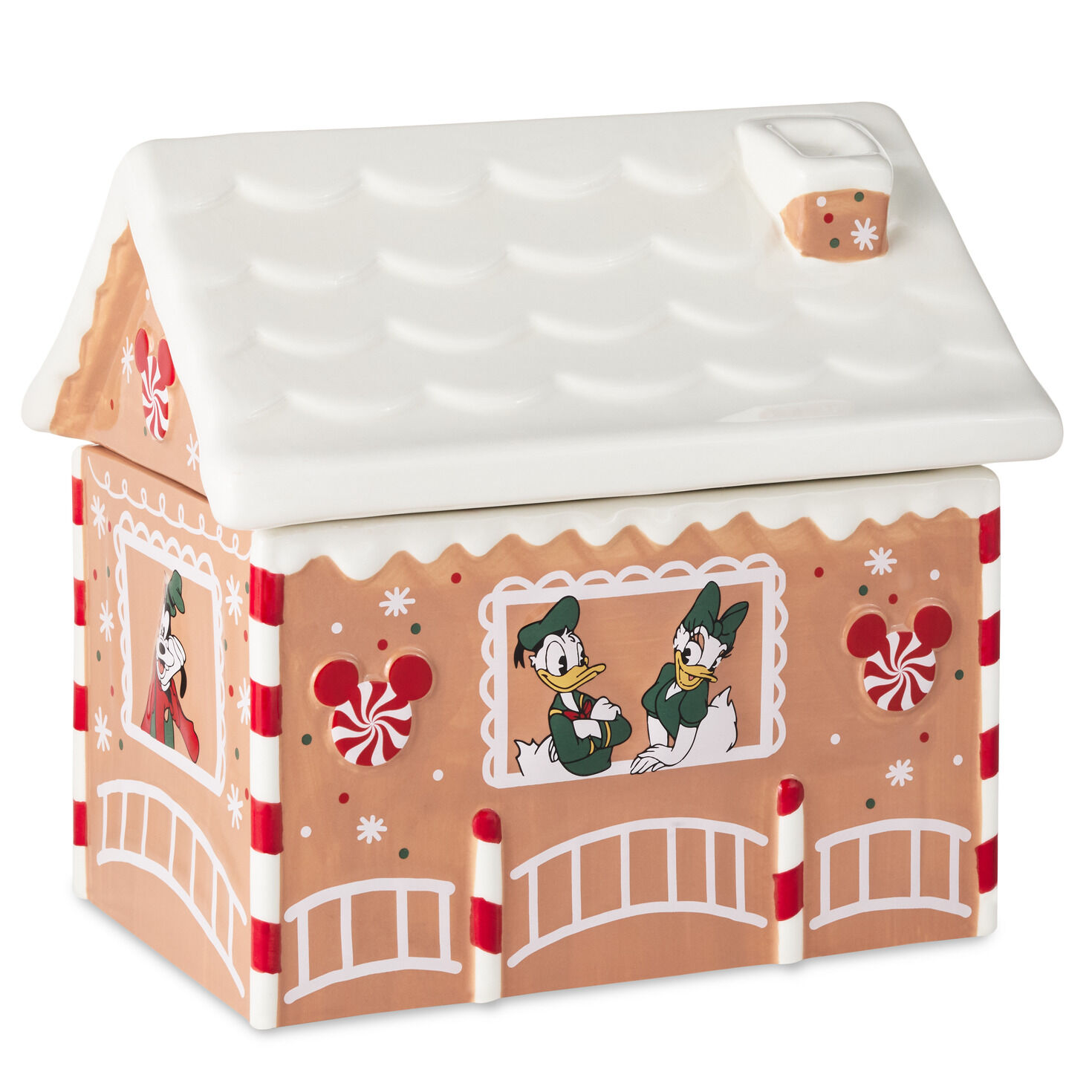 Mickey Mouse Gingerbread House Cookie Jar With Music Back image number 2