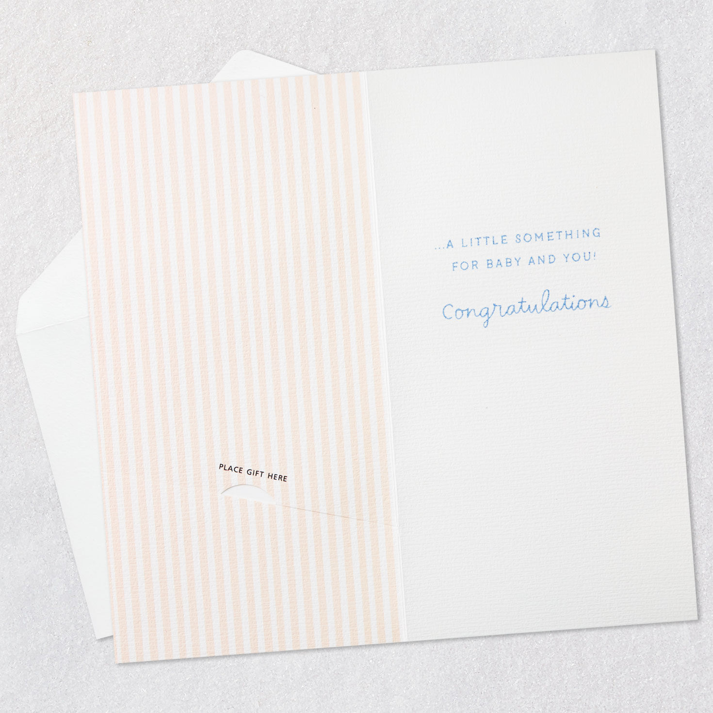 Yellow and Navy Stork Money Holder New Baby Shower Card Open card with envelope image number 3
