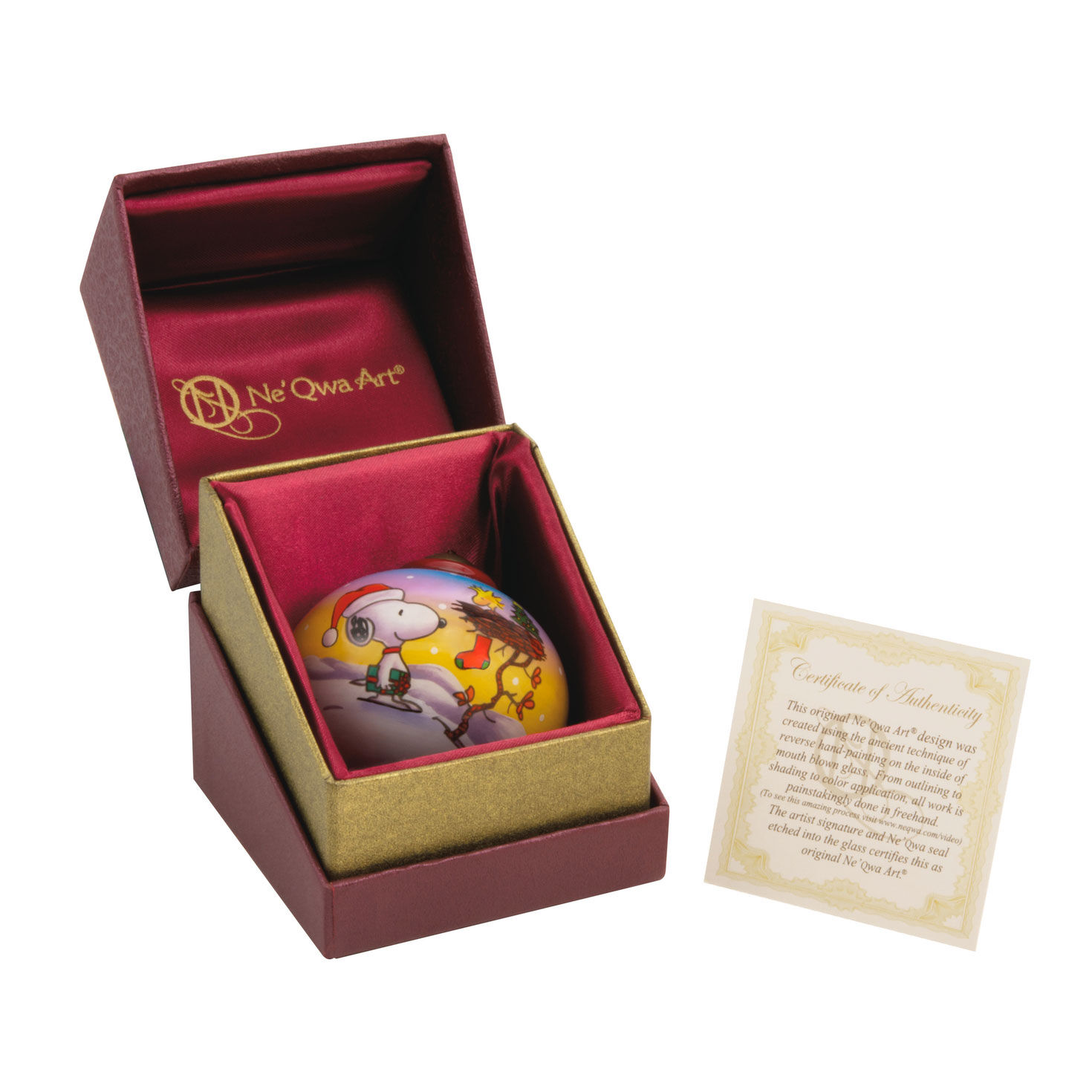 Peanuts® Ne'Qwa Art® Snoopy and Woodstock Hand-Painted Glass Hallmark Ornament for only USD 40.49 | Hallmark