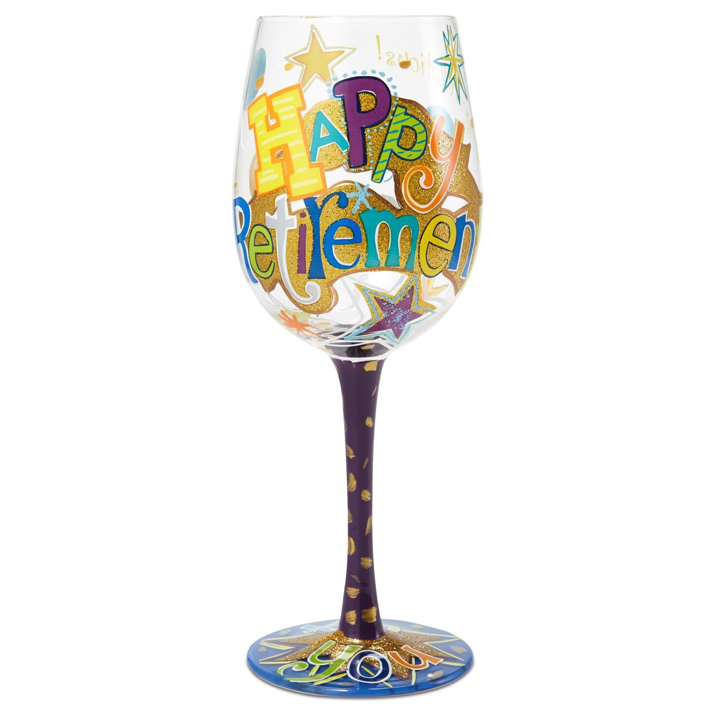 Lolita Happy Retirement Handpainted Wine Glass 15 Oz Wine Glasses Hallmark