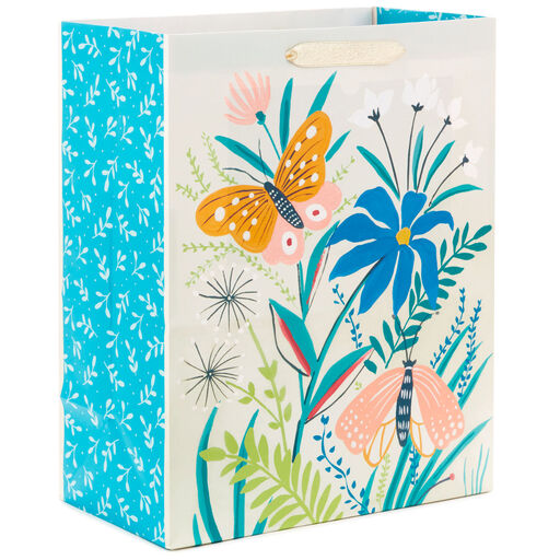 13" Floral and Butterfly Large Gift Bag, 