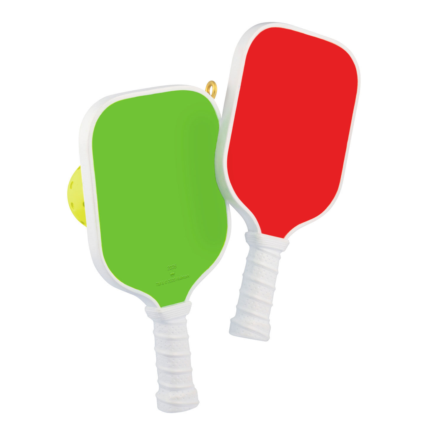 Red Green Pickleball Paddles Keepsake Ornament Back image number 6