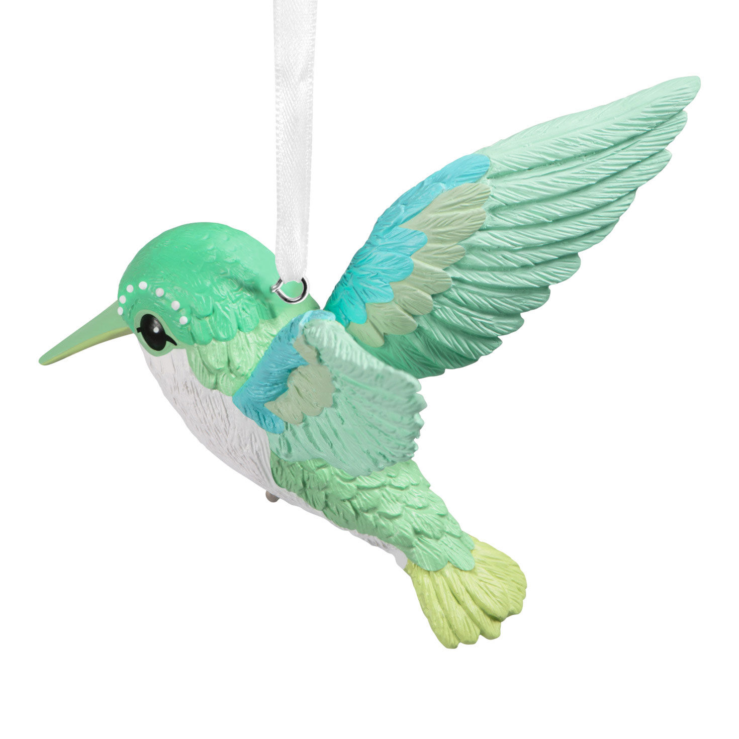 Green White Hummingbird Christmas Ornament Back image number 6