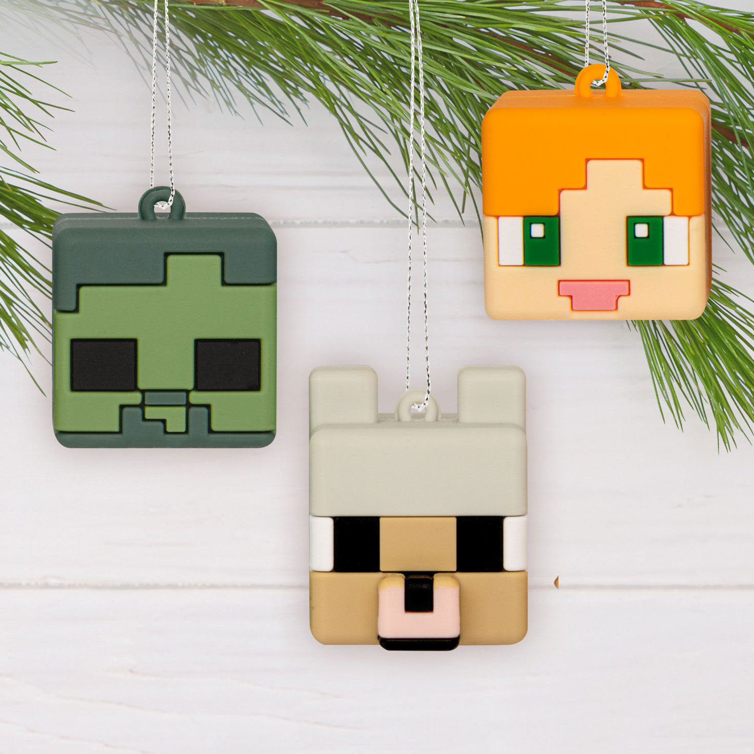 6 Minecraft Mini Christmas Ornaments hanging on tree image number 2