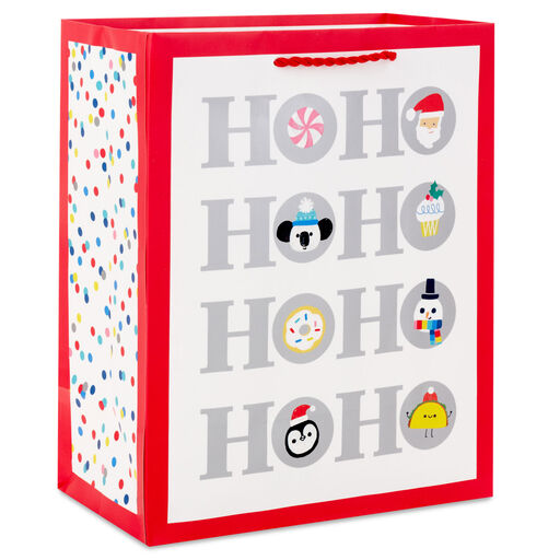9.6" Ho Ho Ho Icons Medium Christmas Gift Bag, 