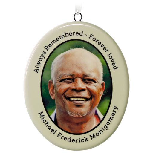 Ceramic Text and Photo Ornament—Vertical Oval, 