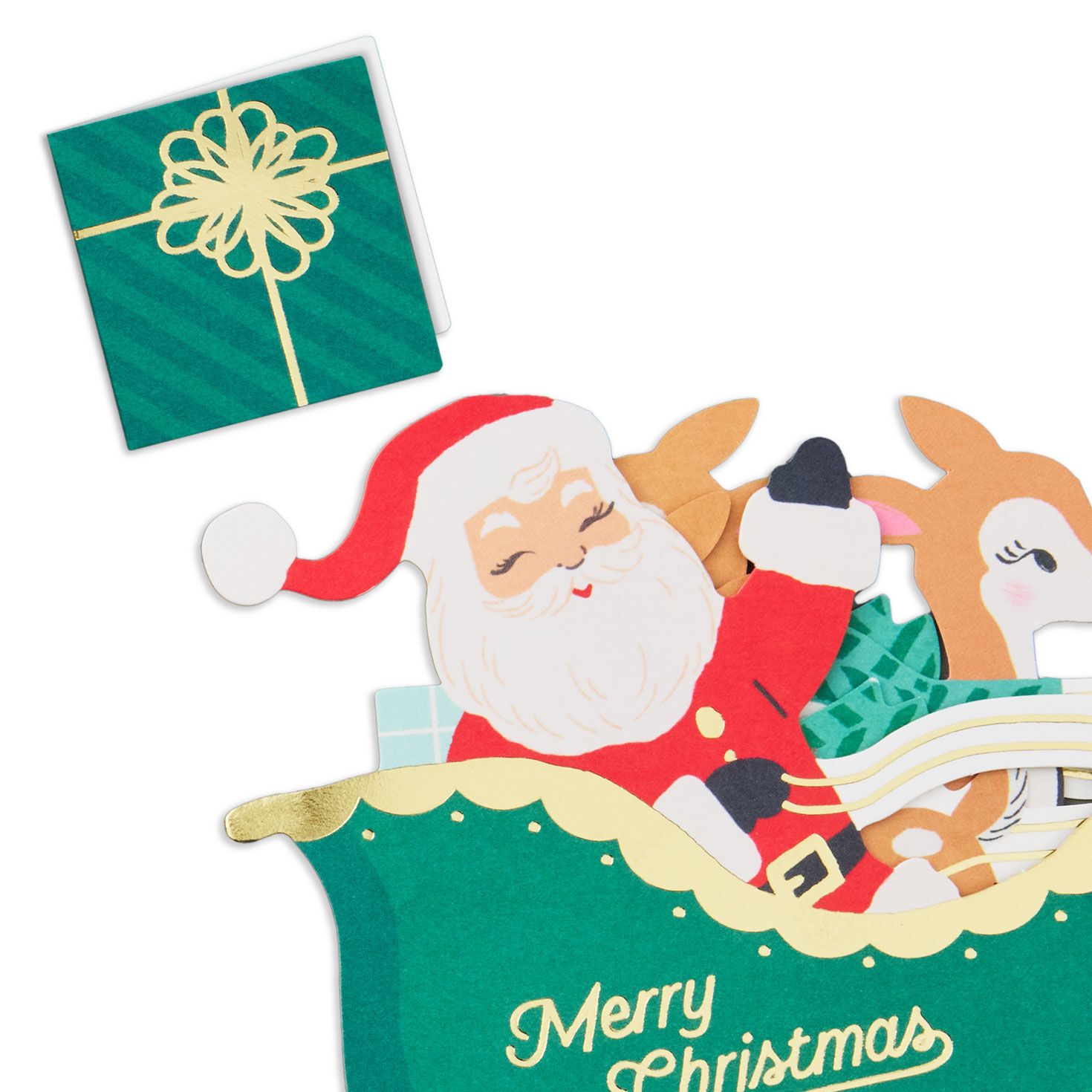 Santa Sleigh Paper Craft Pop-Up Christmas Card Card Front Detail image number 4